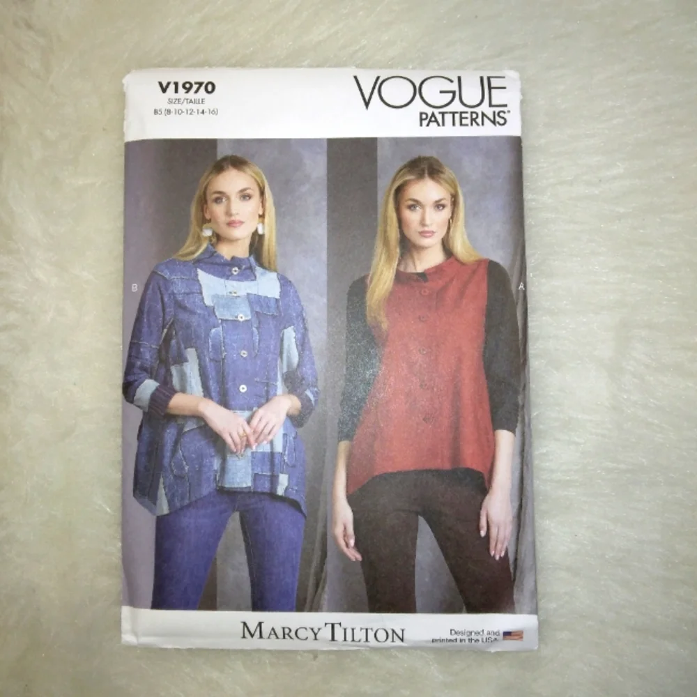 VOGUE V1970 Sz 8-16 Semi-fitted Vest And Jacket By Marcy Tilton